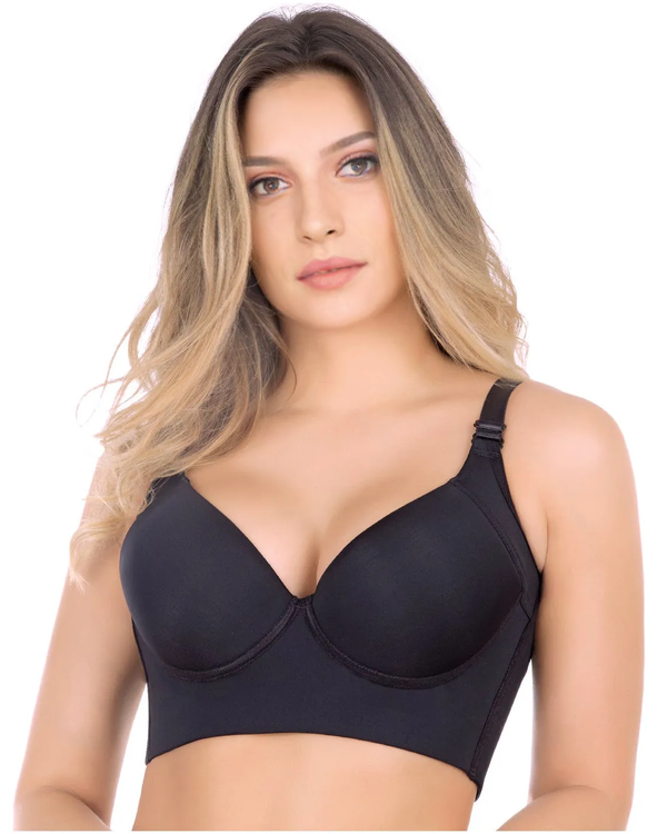 Extra Firm High Compression Full Cup Push Up Bra-Black