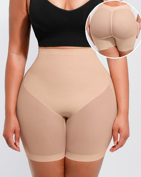 Pantalones cortos moldeadores de glúteos de malla ajustados de cintura baja para mujeres que adelgazan el abdomen y las piernas
