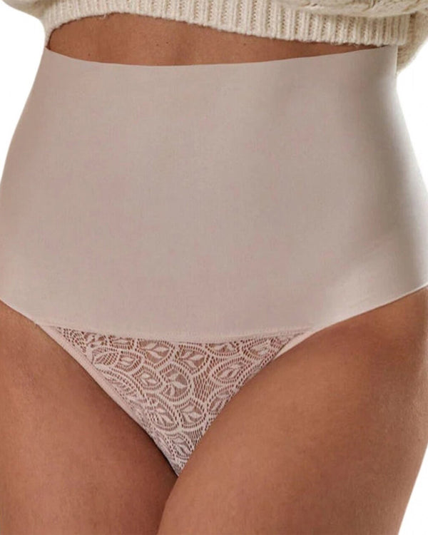 Panties moldeadores de encaje sin costuras de talle medio para mujer