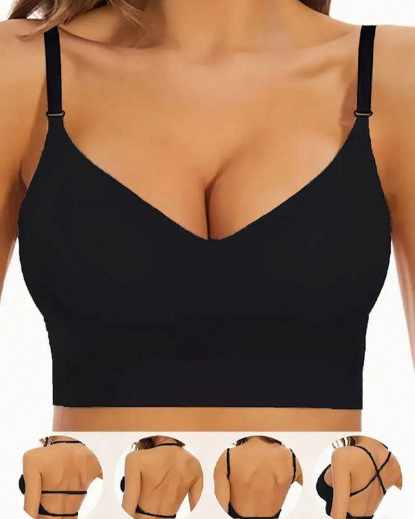 Sujetador levantador sin costuras de espalda baja para mujer, convertible de múltiples maneras, con tirantes tipo espagueti