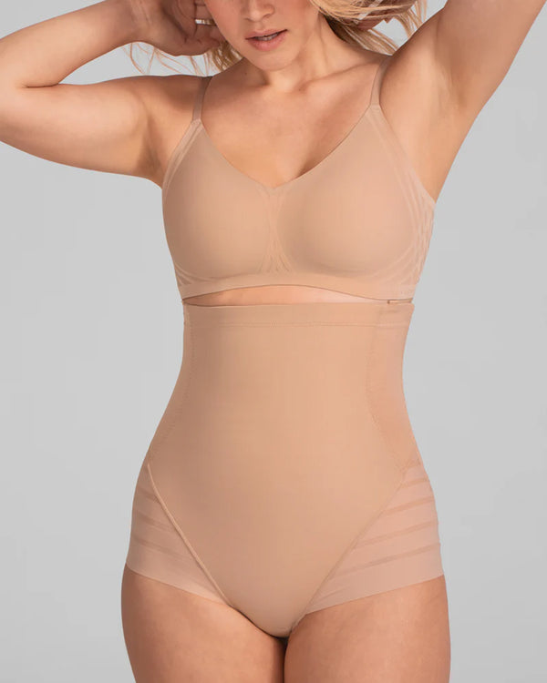 Panties moldeadores cómodos transpirables de malla con cintura alta para mujer que levantan el abdomen