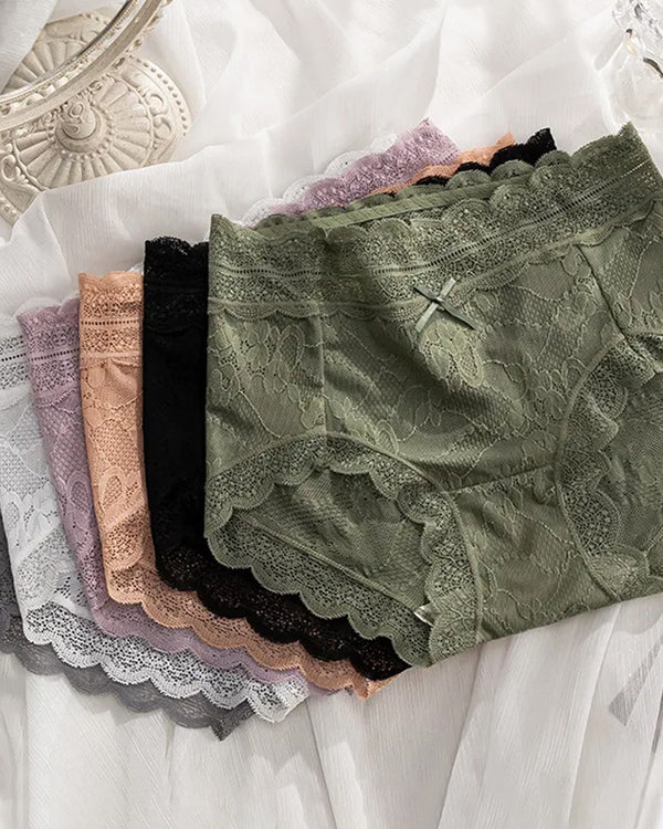 Cuecas femininas sexy confortáveis em renda jacquard sem costura e respiráveis