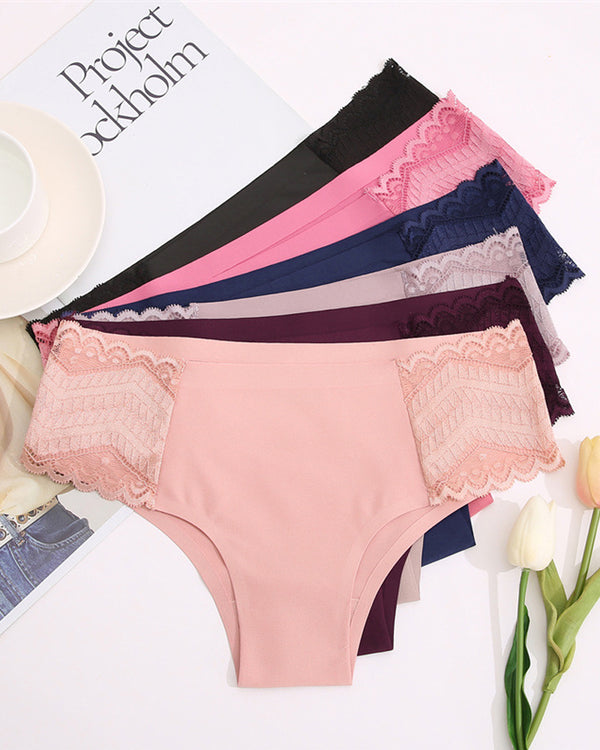 Cómoda Ropa Interior de Mujer de Seda de Leche con Encaje y Color Sólido