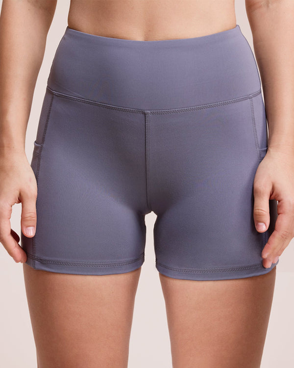 Calções Casuais Desportivos de Cintura Alta Respiráveis com Bolsos para Ciclismo, Yoga e Fitness