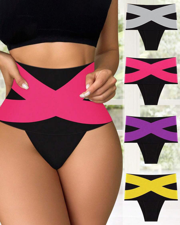 Ropa interior cómoda de mujer de tiro alto, transpirable y de color cruzado
