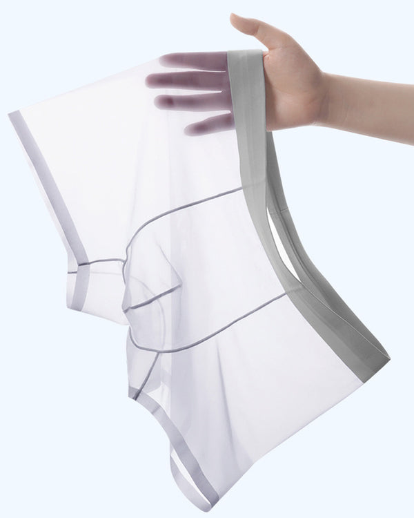 Roupa interior masculina de seda gelada sexy confortável fina sem costura respirável