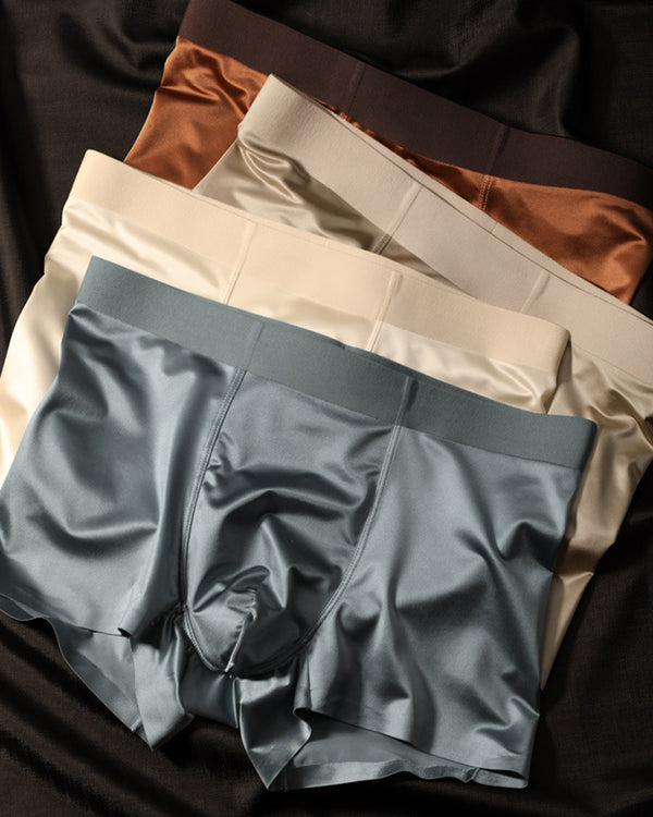 Boxers masculinos de seda gelada de amoreira com propriedades antibacterianas