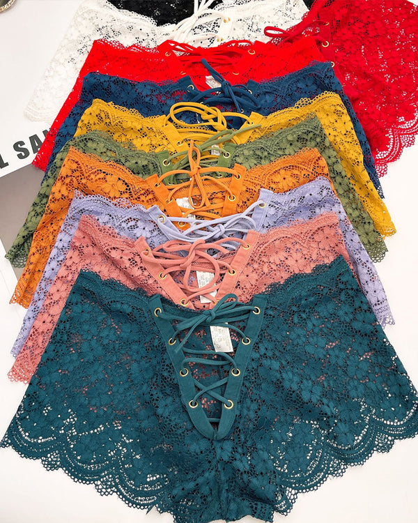 Braguitas de encaje floral sexy para mujer con diseño de lazo en la parte trasera