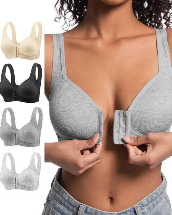 Sujetadores inalámbricos push-up con cierre frontal ajustable sin costuras, paquete de 3