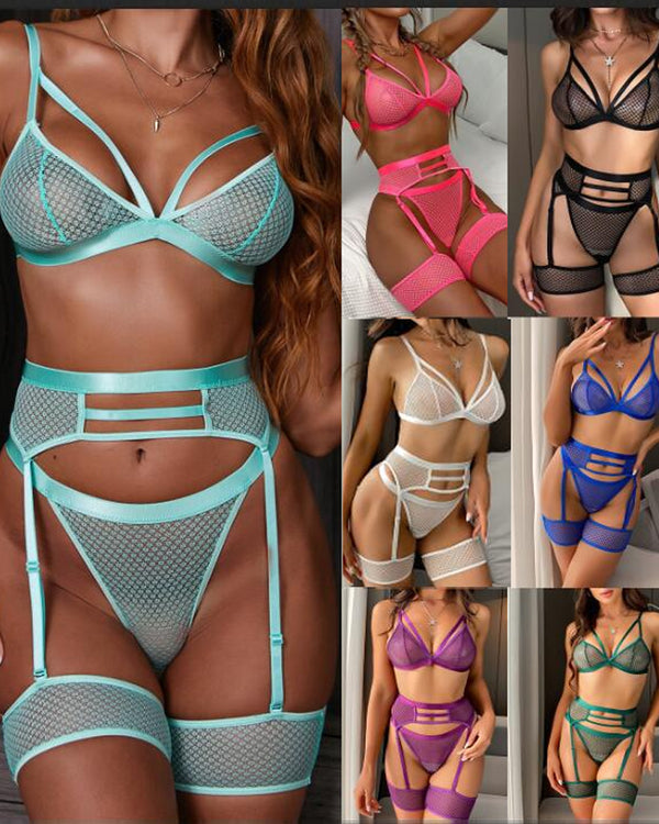 Conjunto de Ropa Interior de Malla Transparente Sexy