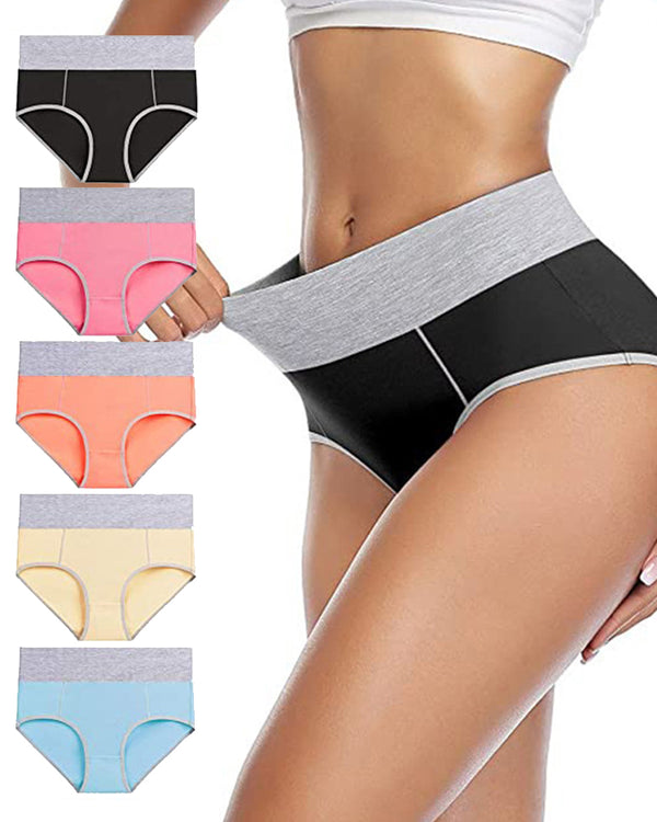Bragas de cintura alta de algodón con levantamiento de trasero en color bloque para mujer de talla grande