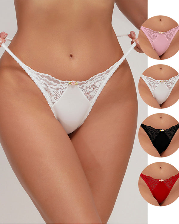 String extensible sexy en dentelle fleurie