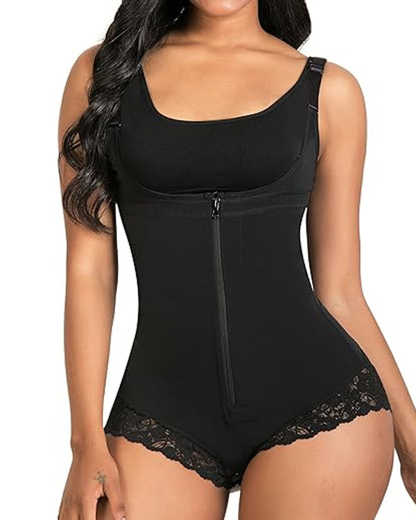 Women Shapewear Tummy Control Fajas Colombianas Body Shaper Zipper Open Bust Bodysuit