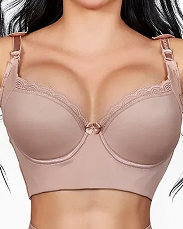 Women Wide Back Underwired Longline Corset Push Up Bras