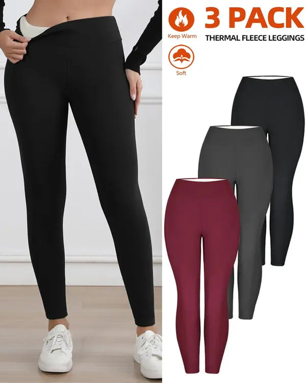 Winter High Waist Elastic Thickened Warm Wool Lined Casual Sports Leggings