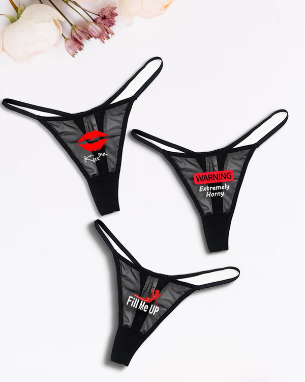 Panties de malla T-back de tiro bajo