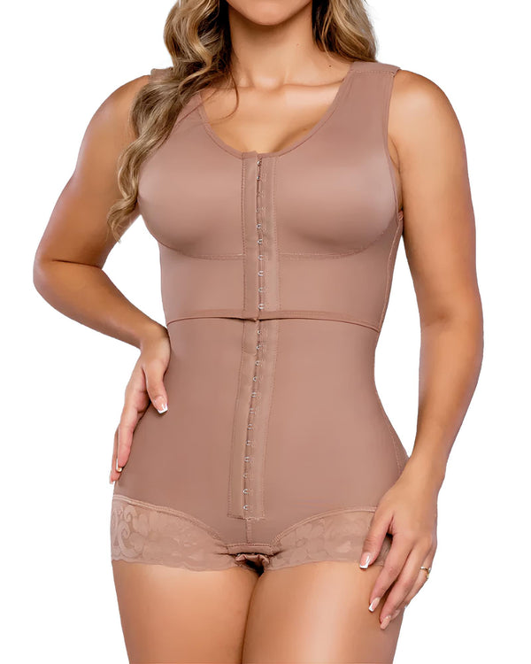 Women's Hook and Eye Bust Support Tummy Control One-Piece Triangle Shaper