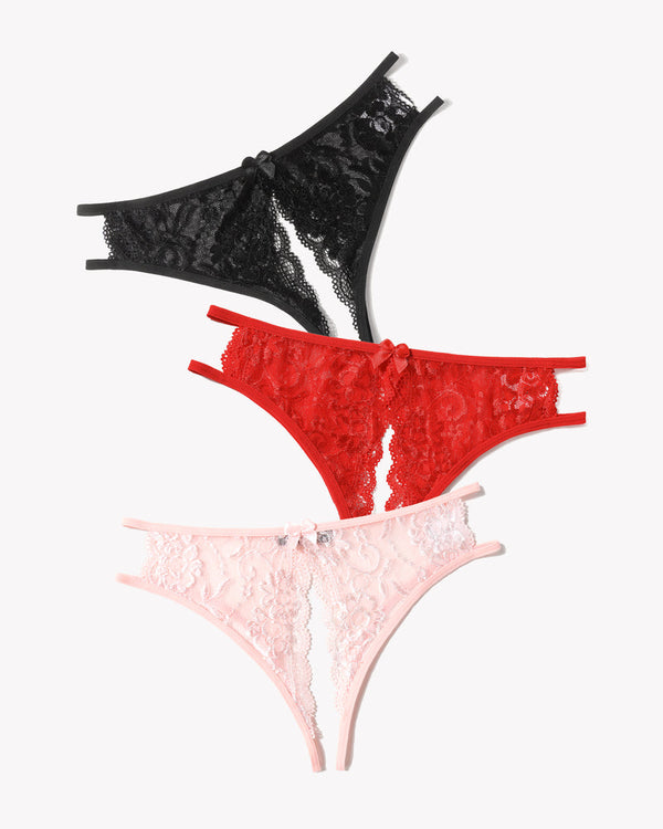 Cuecas de Renda Calcinhas de Renda Floral com Laço