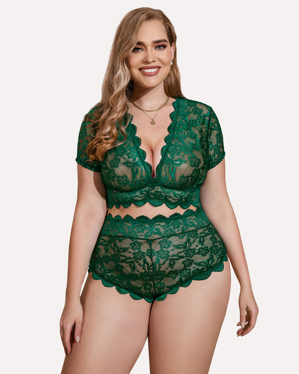 Ensemble grande taille avec dentelle florale