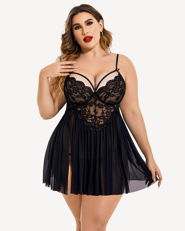 Babydolls Plus Size com Decote em V, Malha e Fenda Lateral