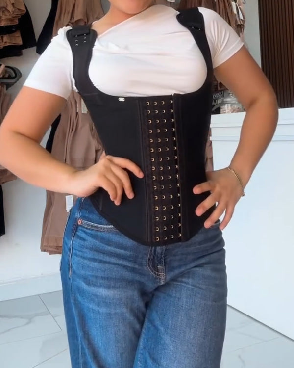 Abdominal Hook-eye Wide Shoulder Straps Full Back Coverage Slimming Belt