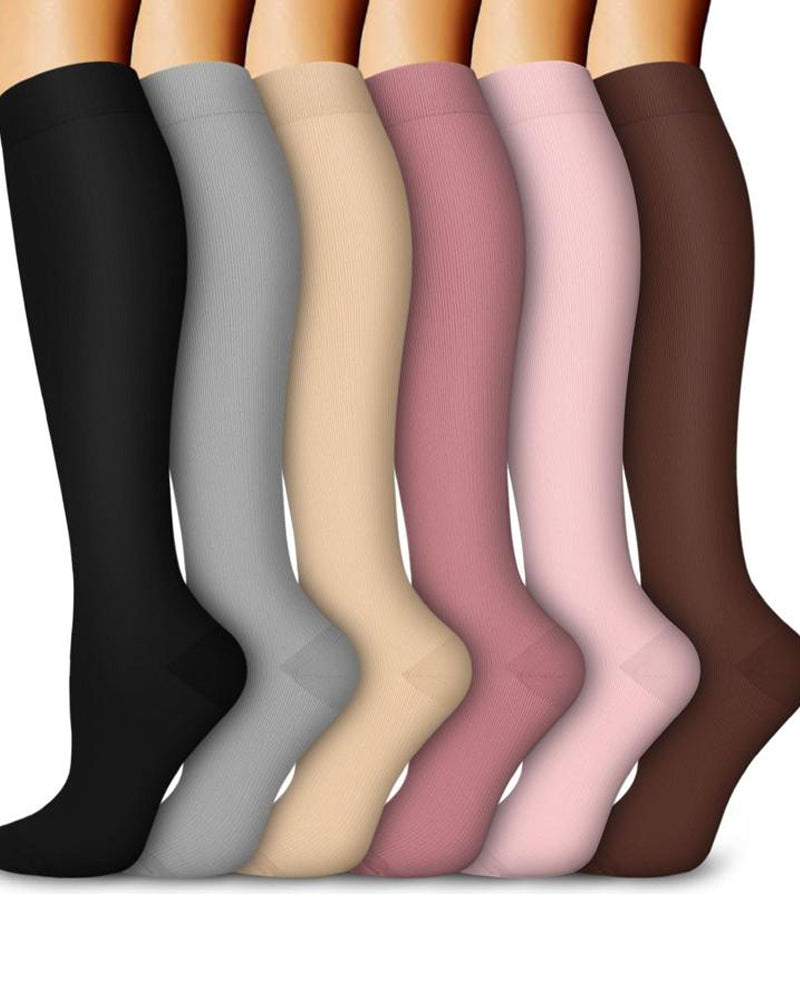 6 Pairs Of High-Elastic Breathable Calf Compression Socks For Sports a ...